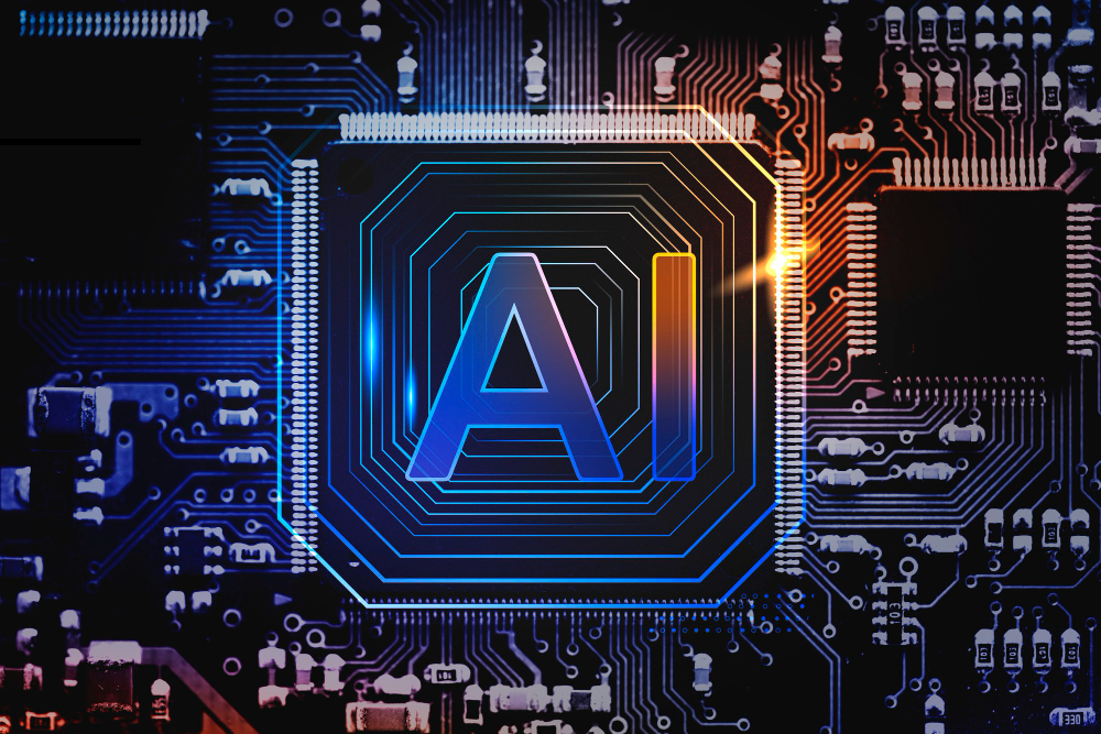 AI technology microchip image used in media devices