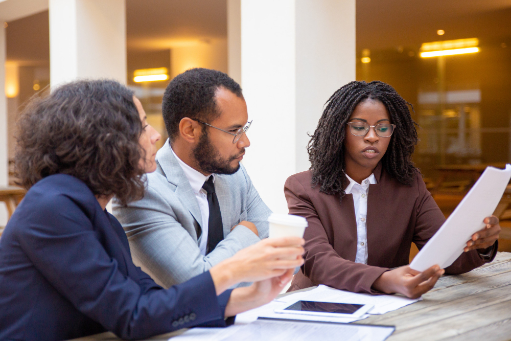 Legal expert explaining contract specifics for a prospective investor