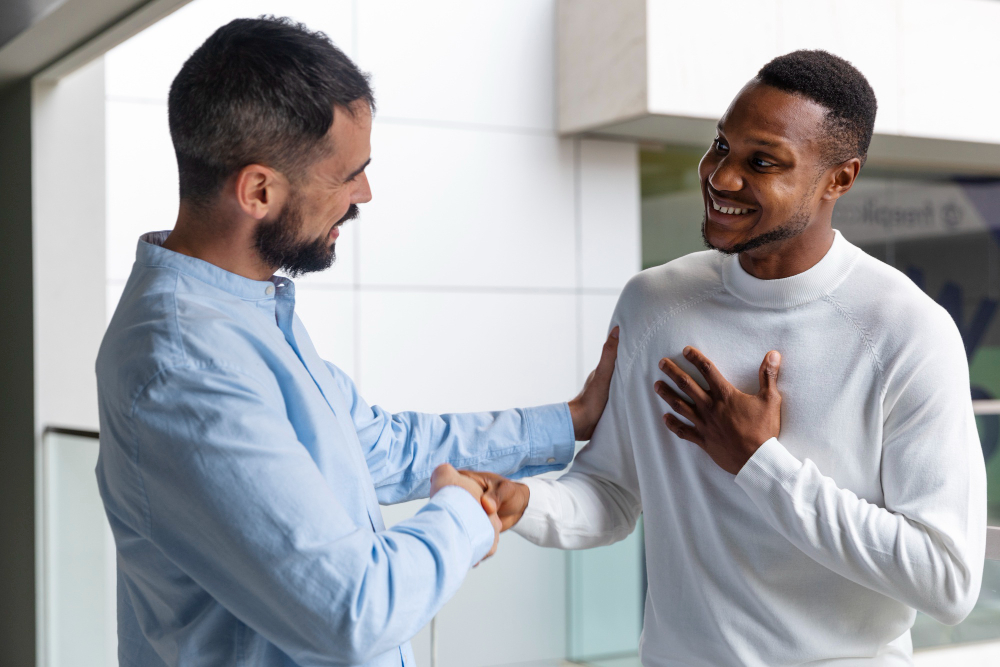a person expressing a polite appreciation